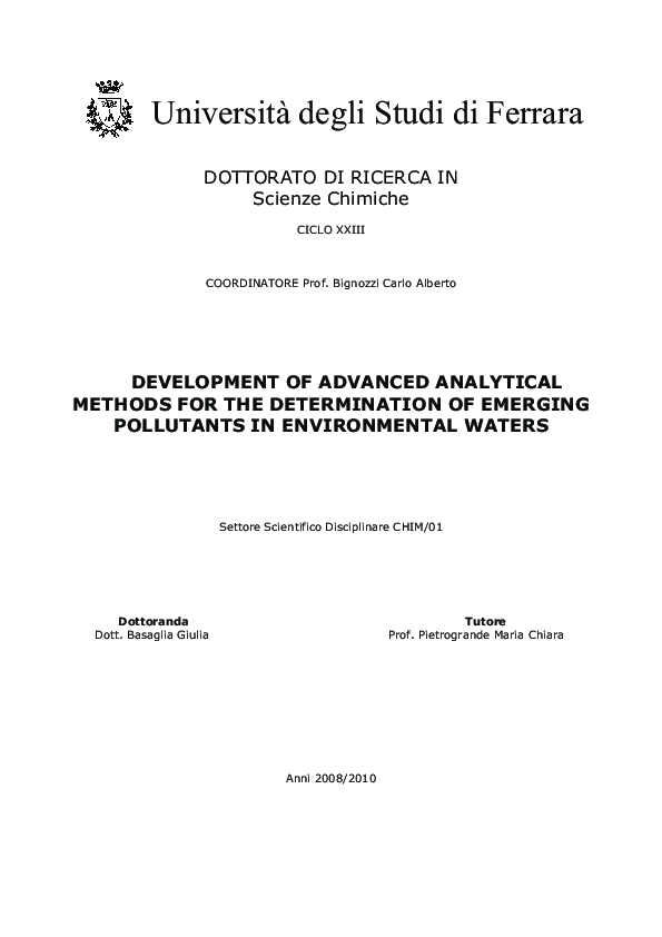 (PDF) Development of advanced analytical methods for the determination ...