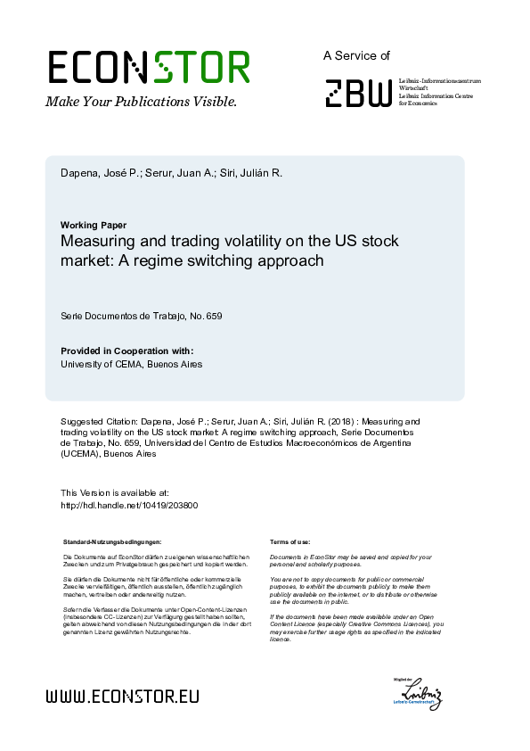 (PDF) Measuring and Trading Volatility on the US Stock Market: A Regime ...