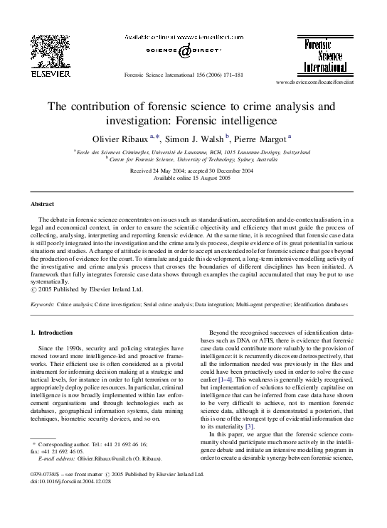 (PDF) The contribution of forensic science to crime analysis and ...