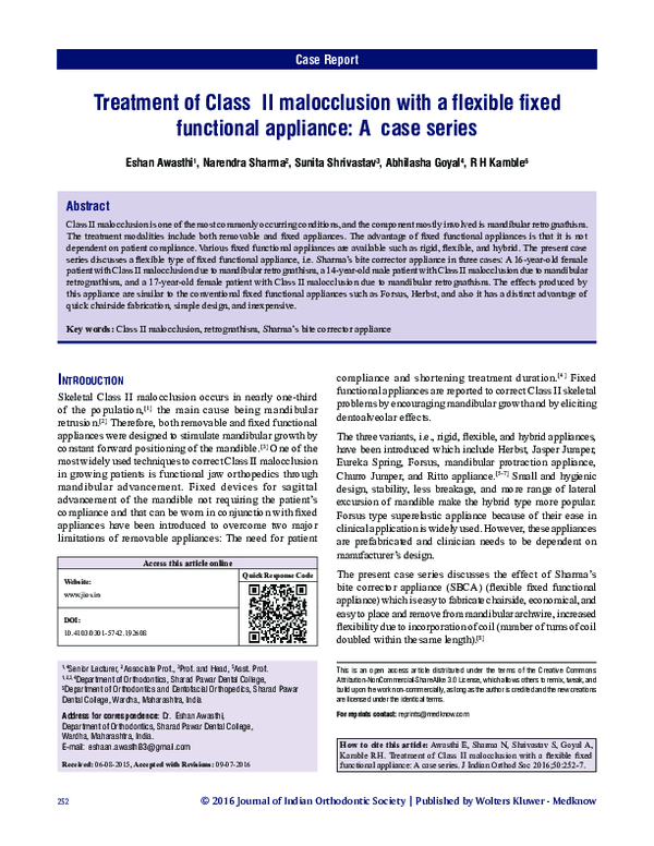 Pdf Treatment Of Class Ii Malocclusion With A Flexible Fixed Pdf Treatment Of Class Ii Malocclusion With A Flexible Fixed