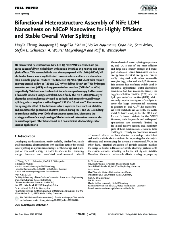 (PDF) Bifunctional Heterostructure Assembly of NiFe LDH Nanosheets on ...