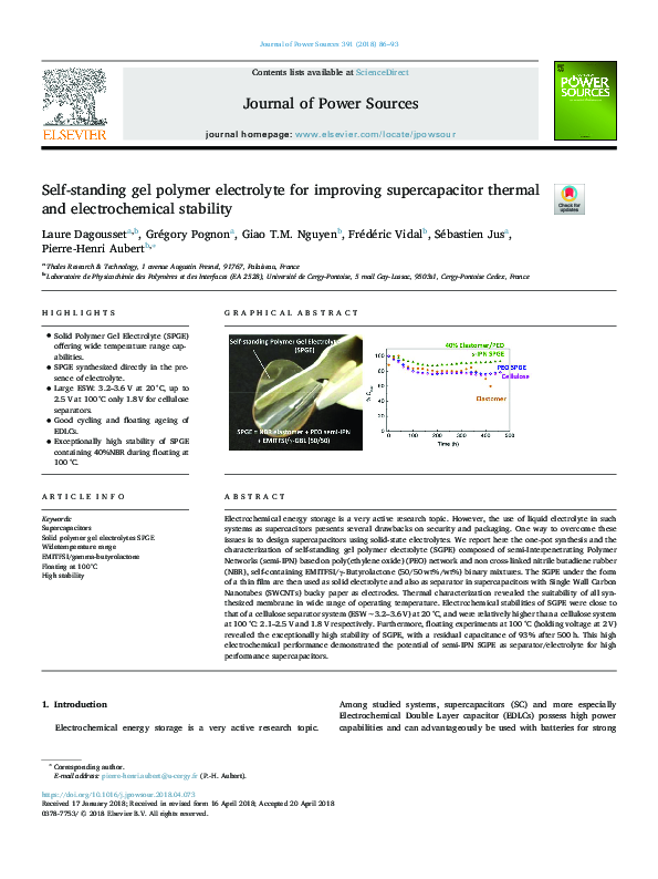 (PDF) Self-standing gel polymer electrolyte for improving ...