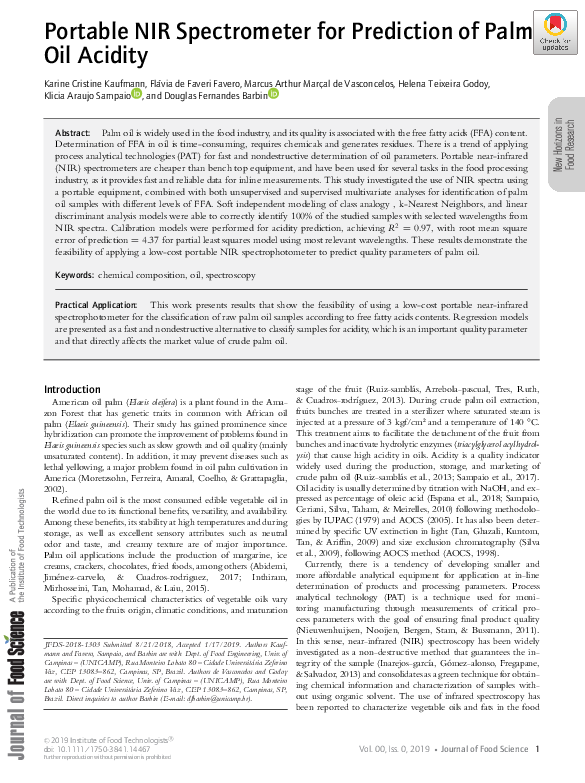 (PDF) Portable NIR Spectrometer for Prediction of Palm Oil Acidity