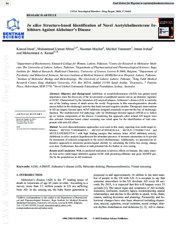 (PDF) In silico Structure-based Identification of Novel ...
