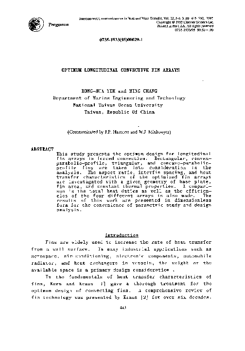 (PDF) Optimum longitudinal convective fin arrays