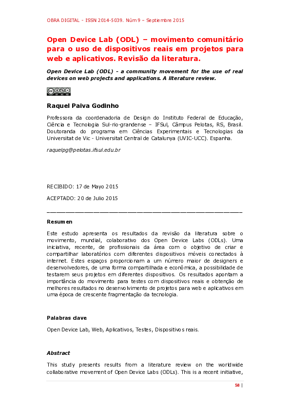 (PDF) Open Device Lab (ODL) - um movimento colaborativo para o uso de ...