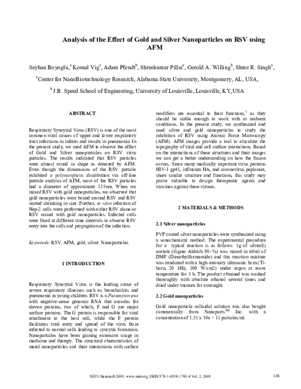(PDF) Inhibitory Effects of Gold and Silver Nanoparticles on RSV ...