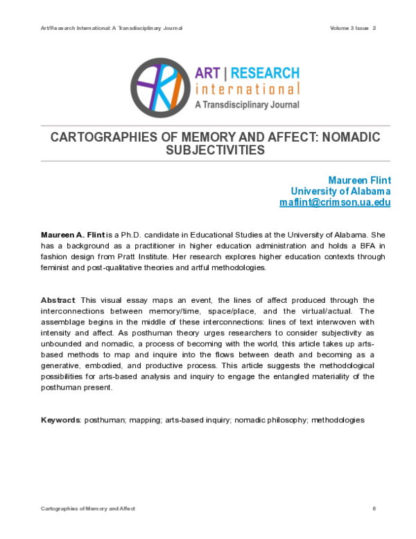 (PDF) Cartographies of Memory and Affect: Nomadic Subjectivities
