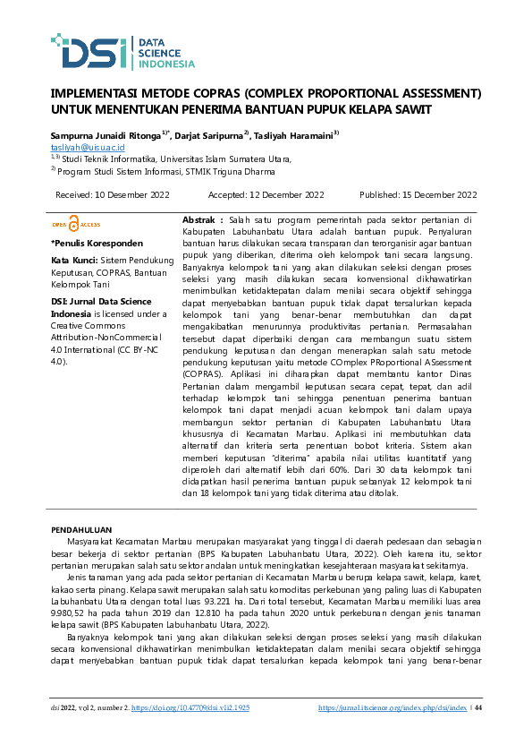 (PDF) Implementasi Metode Copras (Complex Proportional Assessment ...
