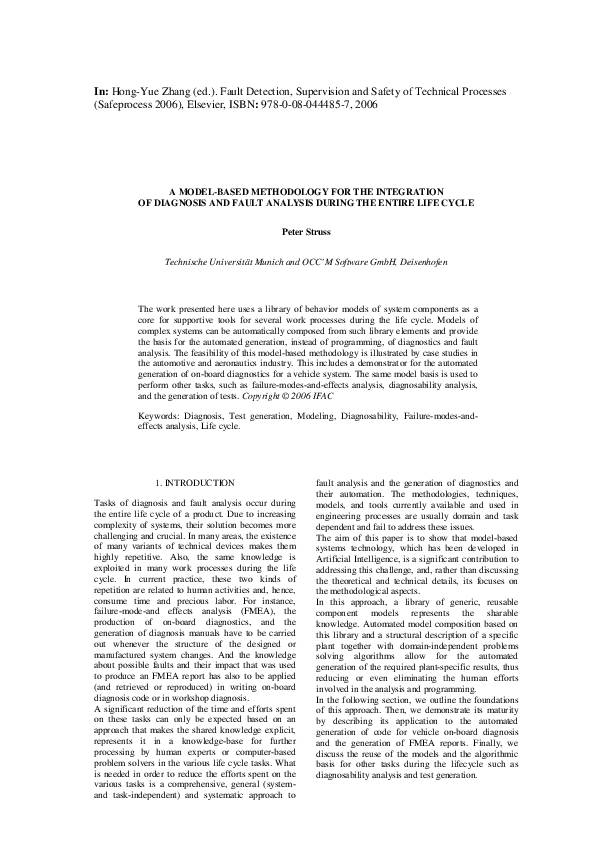 (PDF) A Model-Based Methodology for the Integration of Diagnosis and ...