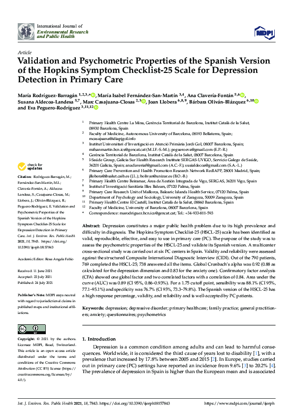 (PDF) Validation and Psychometric Properties of the Spanish Version of ...