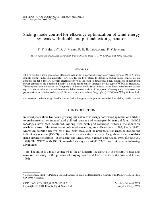 (PDF) Sliding Mode Control for Efficiency Optimization of Wind ...