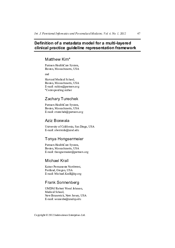 (PDF) Definition of a metadata model for a multi-layered clinical ...