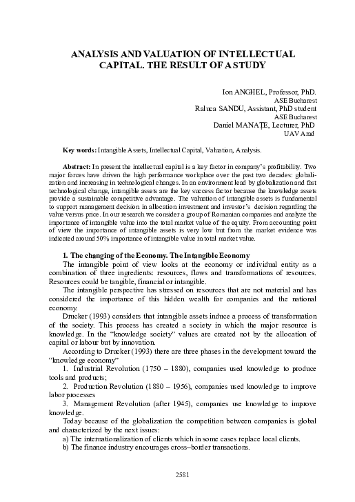 (PDF) Analysis and valuation of intellectual capital according to its ...