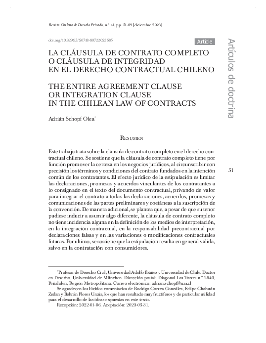 (PDF) La cláusula de contrato completo o cláusula de integridad en el ...