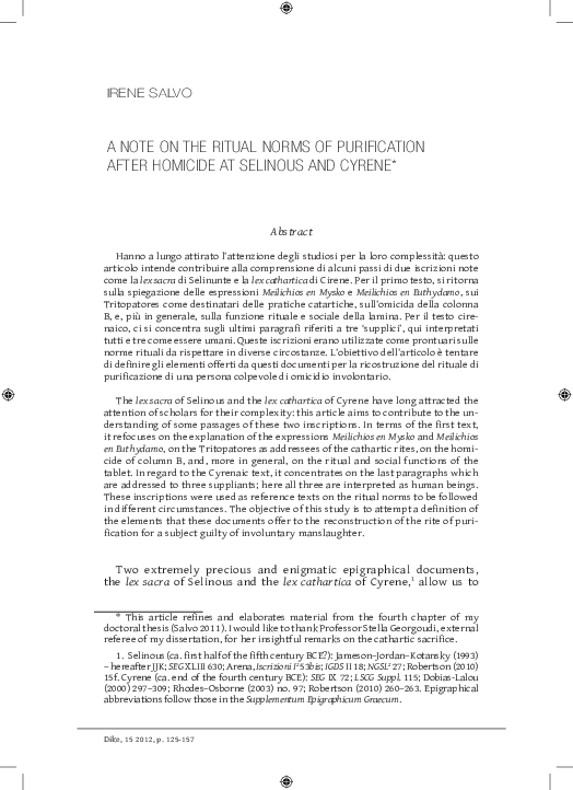 (PDF) A Note on the Ritual Norms of Purification After Homicide at ...