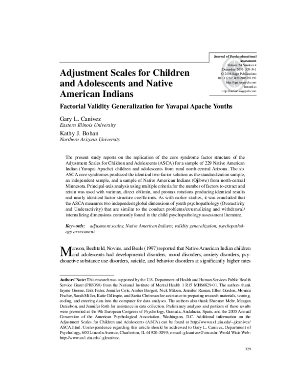 (PDF) Adjustment Scales for Children and Adolescents and Native ...