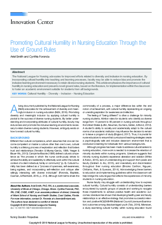 (PDF) Promoting Cultural Humility in Nursing Education Through the Use ...
