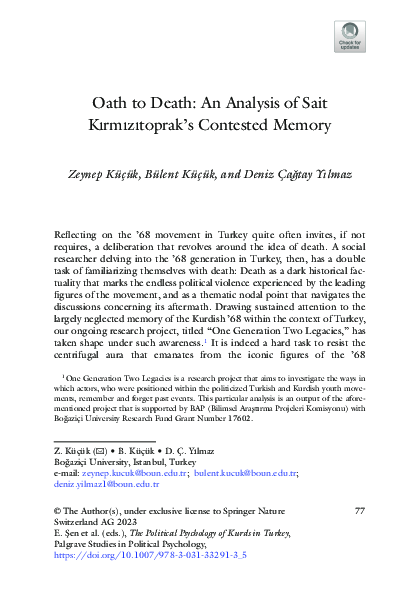 (PDF) Oath to Death: An Analysis of Sait Kırmızıtoprak’s Contested Memory