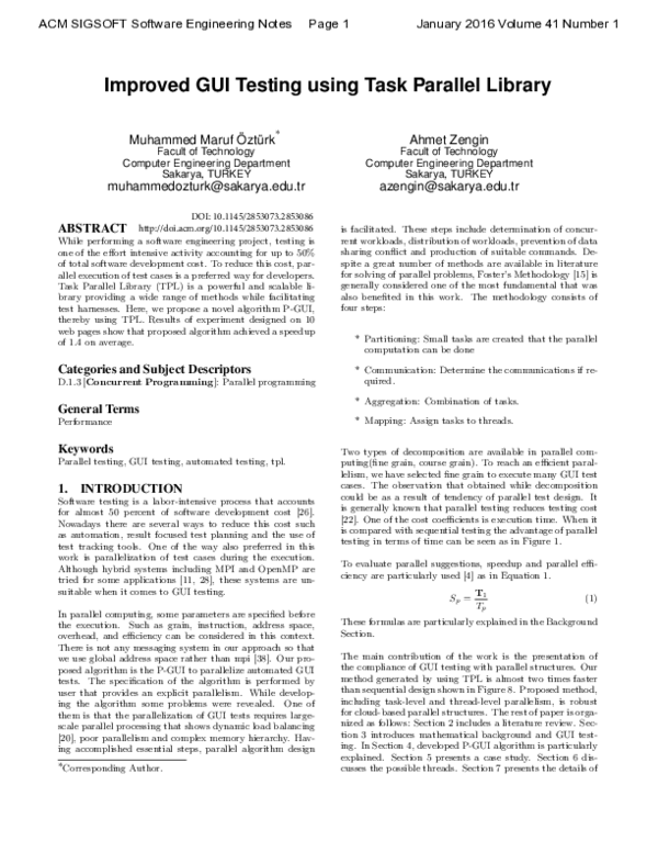 (PDF) Improved GUI Testing using Task Parallel Library