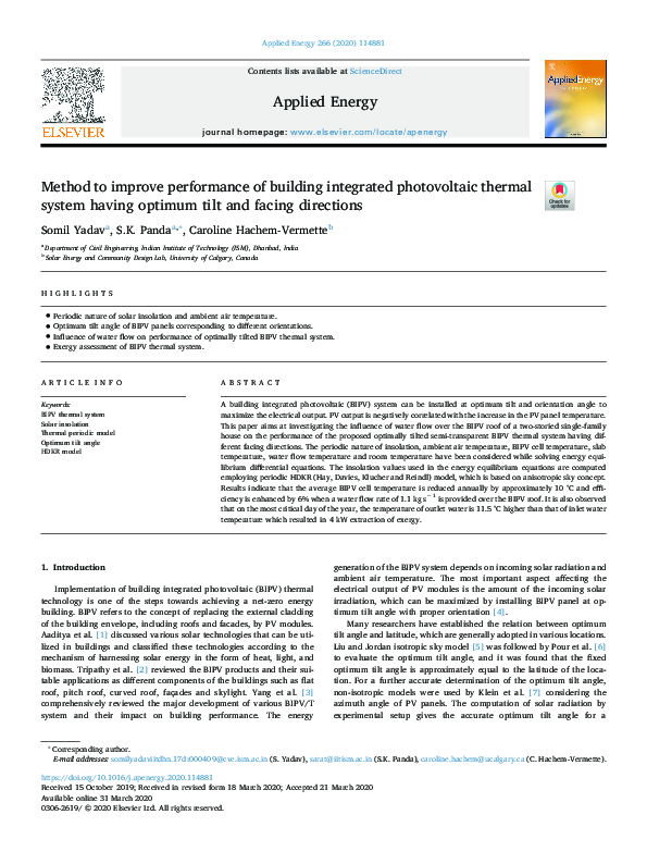 (PDF) Method to improve performance of building integrated photovoltaic ...