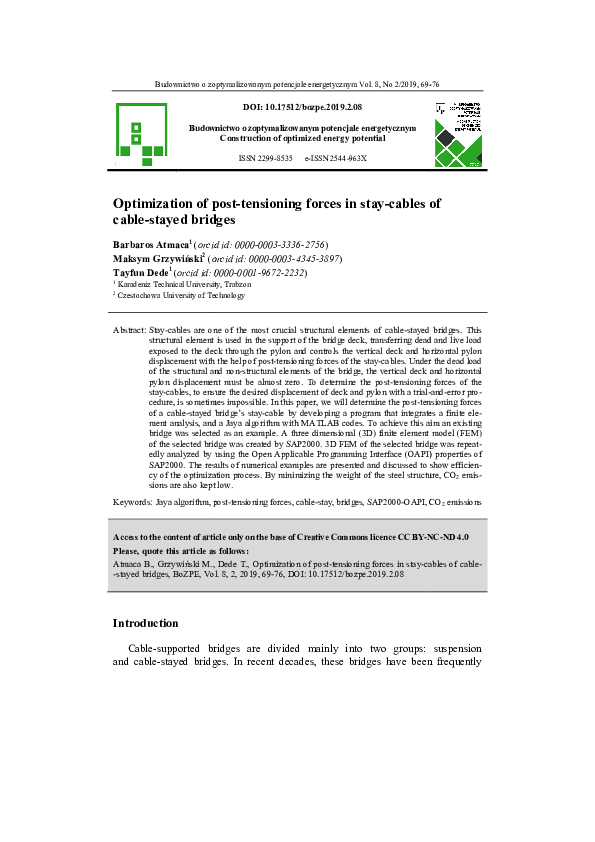(PDF) Optimization of post-tensioning forces in stay-cables of cable ...