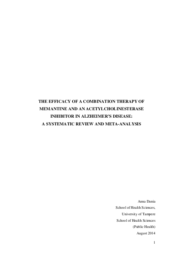 (PDF) The efficacy of a combination therapy with memantine and an ...