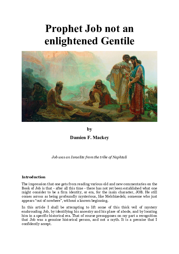 (DOC) Prophet Job not an enlightened Gentile