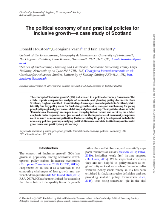 (PDF) The political economy of and practical policies for inclusive ...