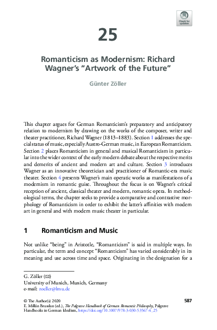 (PDF) Romanticism as Modernism: Richard Wagner’s “Artwork of the Future”