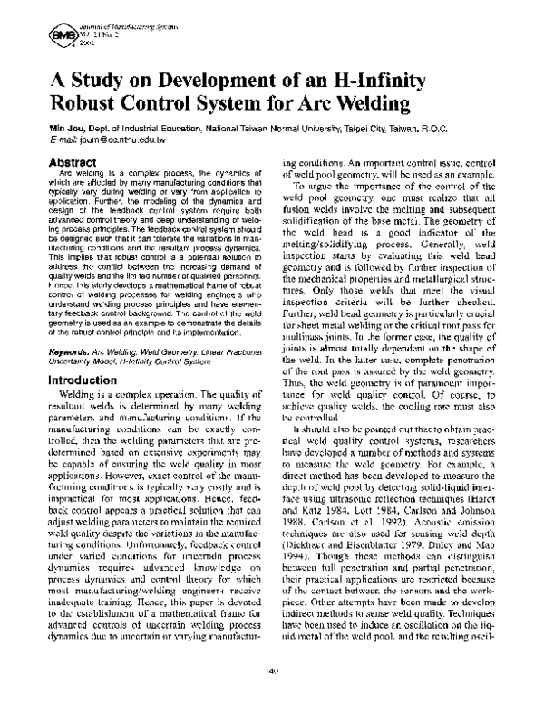 (PDF) A study on development of an H-infinity robust control system for ...