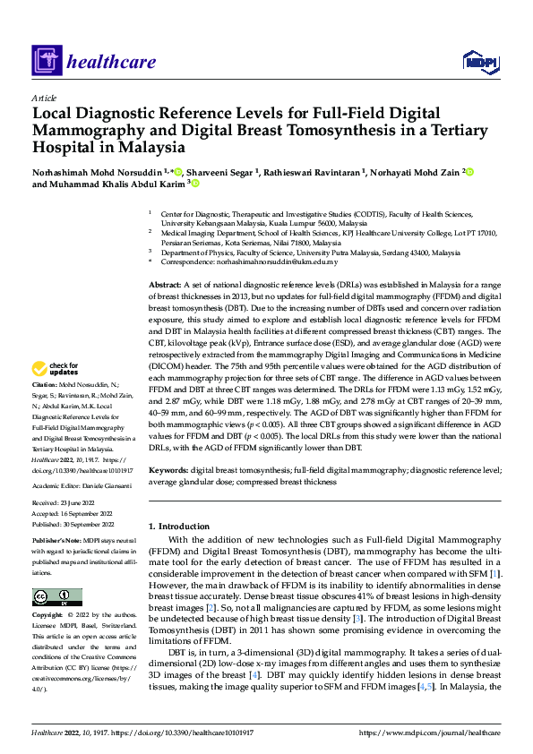 (PDF) Local Diagnostic Reference Levels for Full-Field Digital ...