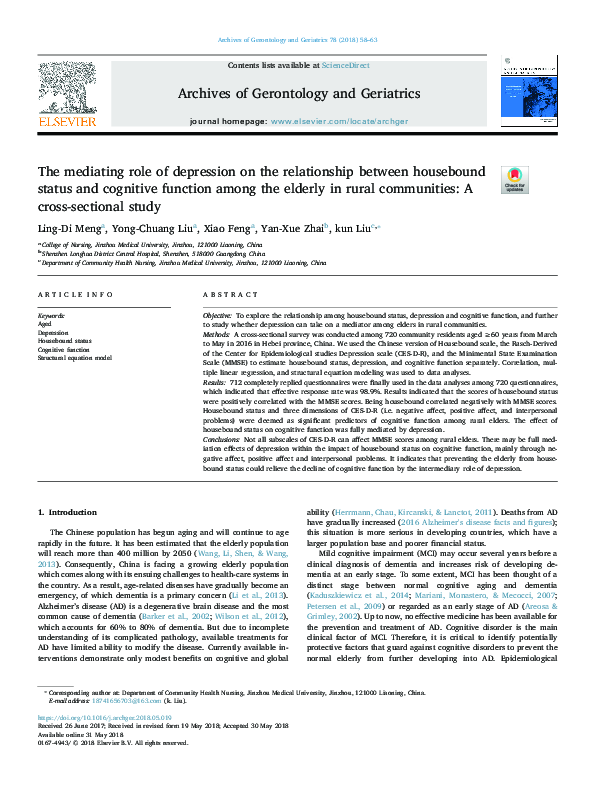 (PDF) The Mediating Role of Depression on the Relationship Between ...