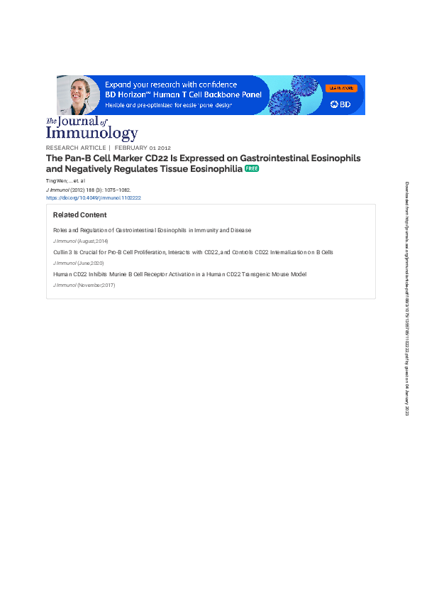 (PDF) The Pan-B Cell Marker CD22 Is Expressed on Gastrointestinal ...