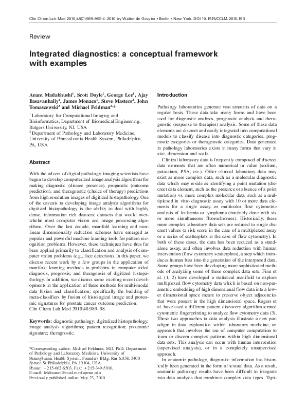 (PDF) Integrated diagnostics: a conceptual framework with examples