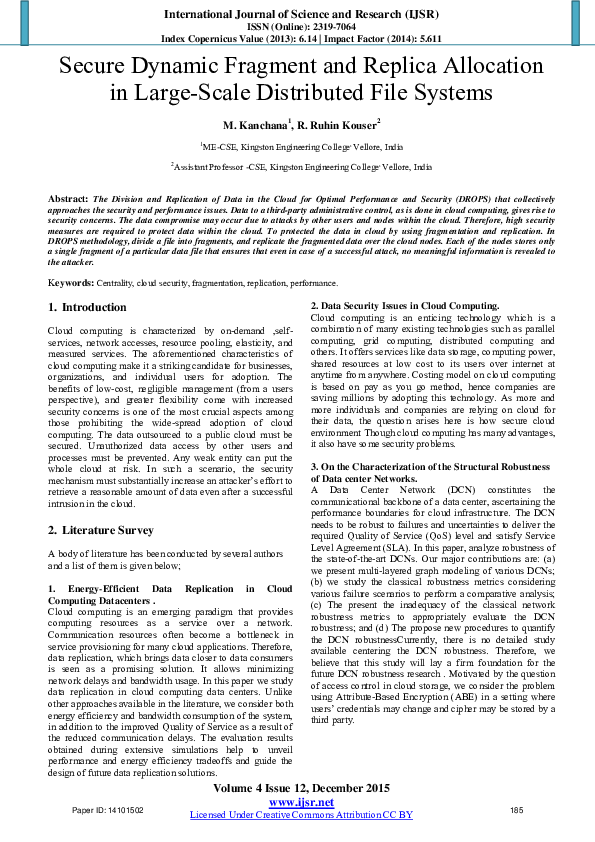 (PDF) Secure Dynamic Fragment and Replica Allocation in Large-Scale ...