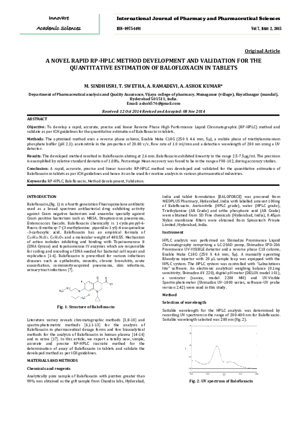 (PDF) A NOVEL RAPID RP-HPLC METHOD DEVELOPMENT AND VALIDATION FOR THE ...