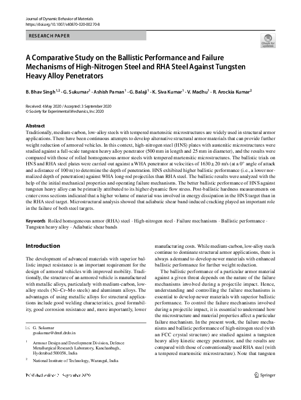 (PDF) A Comparative Study on the Ballistic Performance and Failure ...