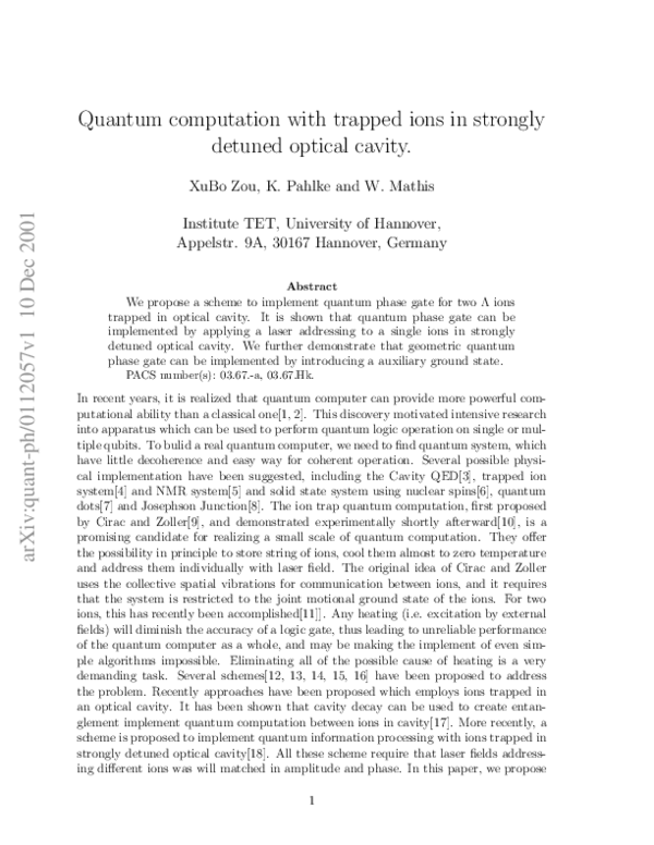 (PDF) Quantum computation with trapped ions in strongly detuned optical ...