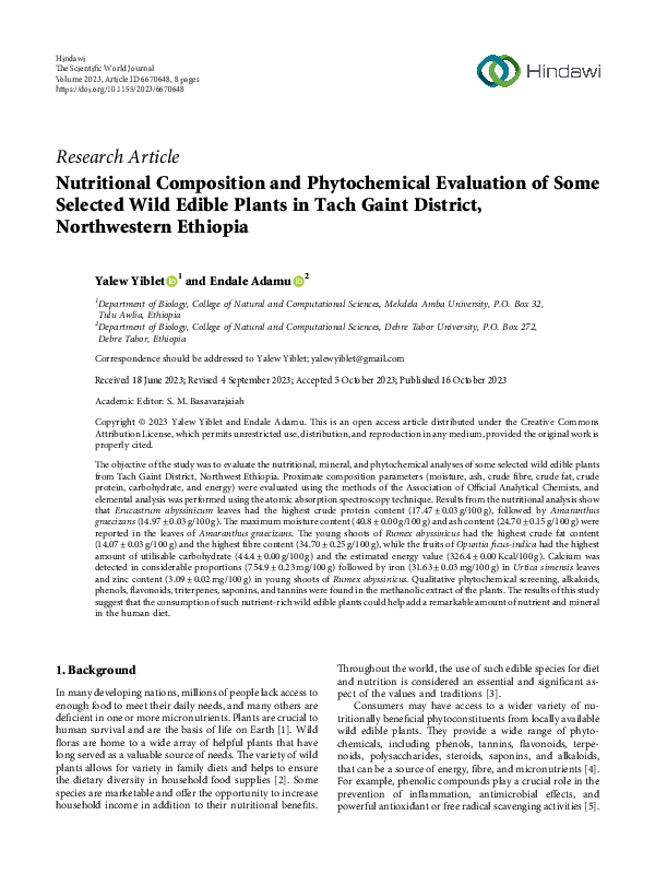 (PDF) Nutritional Composition and Phytochemical Evaluation of Some ...