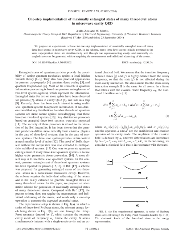 (PDF) One-step implementation of maximally entangled states of many ...