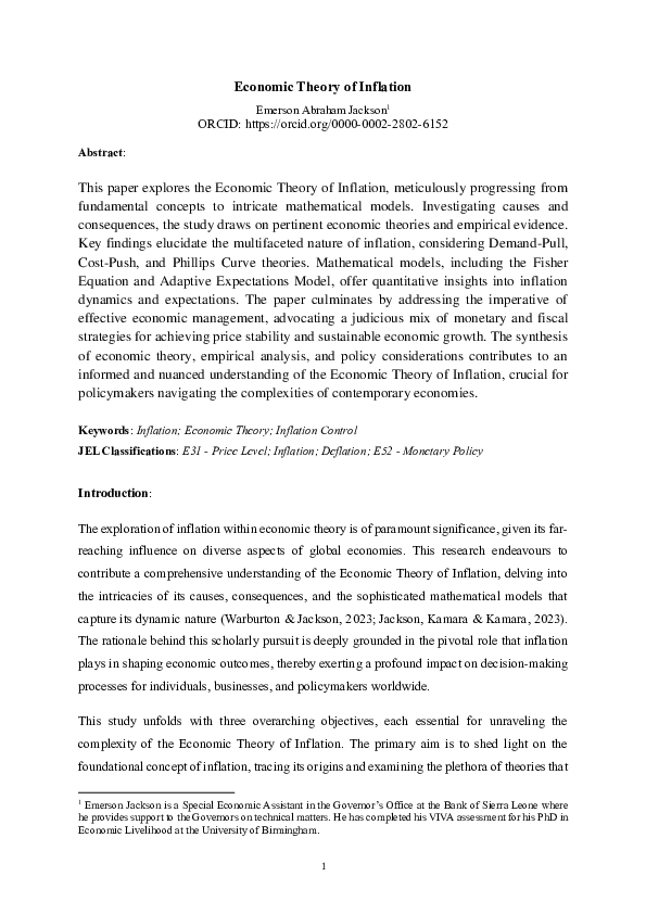 Full Article: The Conflict Theory Of Inflation Revisited – DVCU