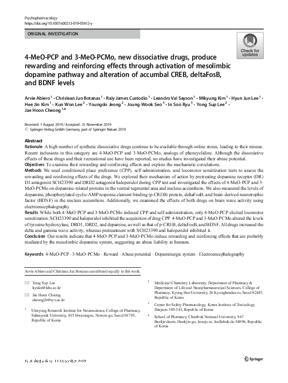 (PDF) 4-MeO-PCP and 3-MeO-PCMo, new dissociative drugs, produce ...