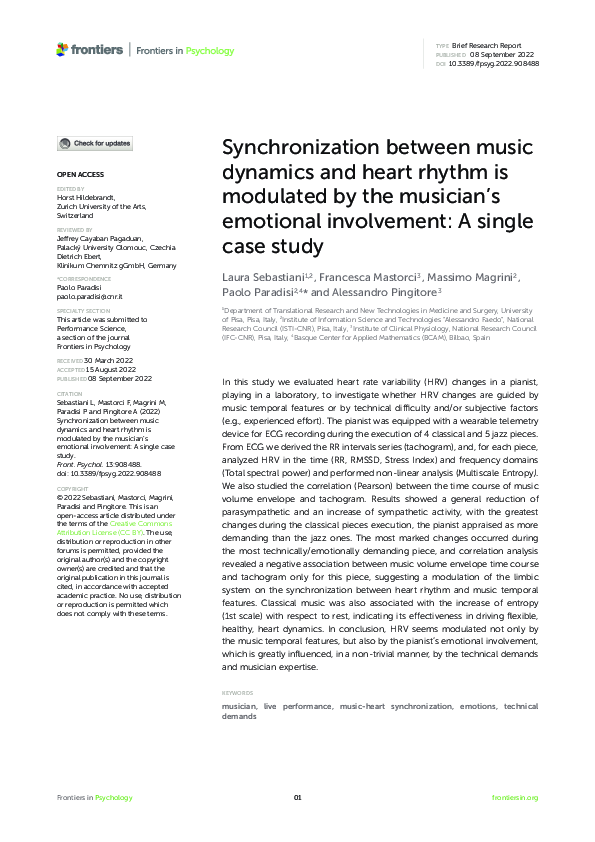 (PDF) Synchronization between music dynamics and heart rhythm is ...