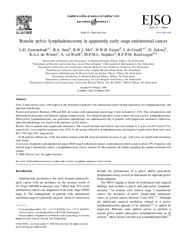 (PDF) Routine pelvic lymphadenectomy in apparently early stage ...