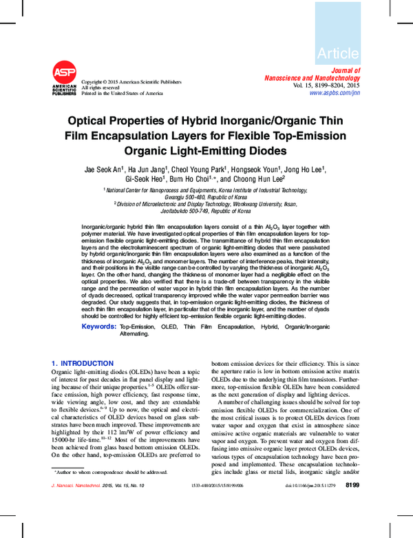 (PDF) Optical Properties of Hybrid Inorganic/Organic Thin Film ...