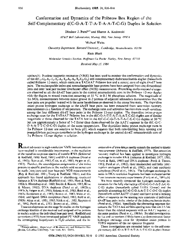 (PDF) Conformation and dynamics of the Pribnow box region of the self ...