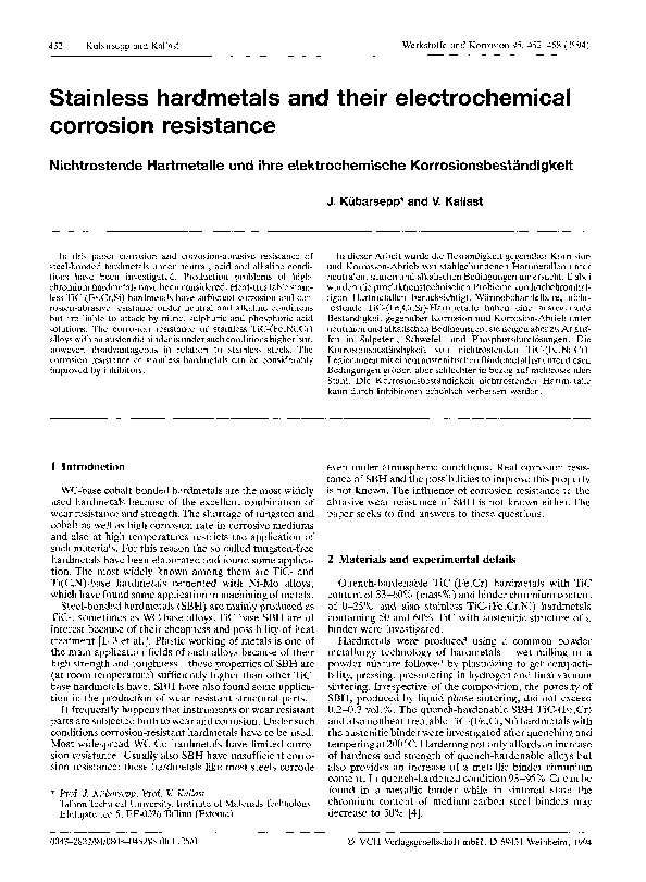 (PDF) Stainless hardmetals and their electrochemical corrosion resistance