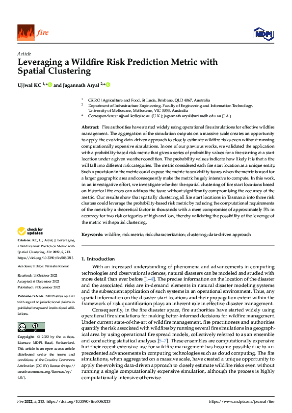 (PDF) Leveraging a Wildfire Risk Prediction Metric with Spatial Clustering