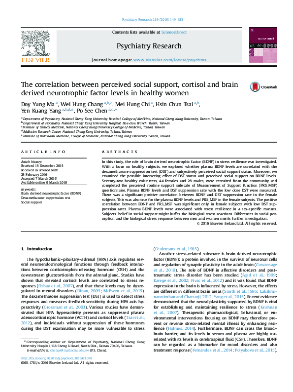 (PDF) The correlation between perceived social support and mental ...